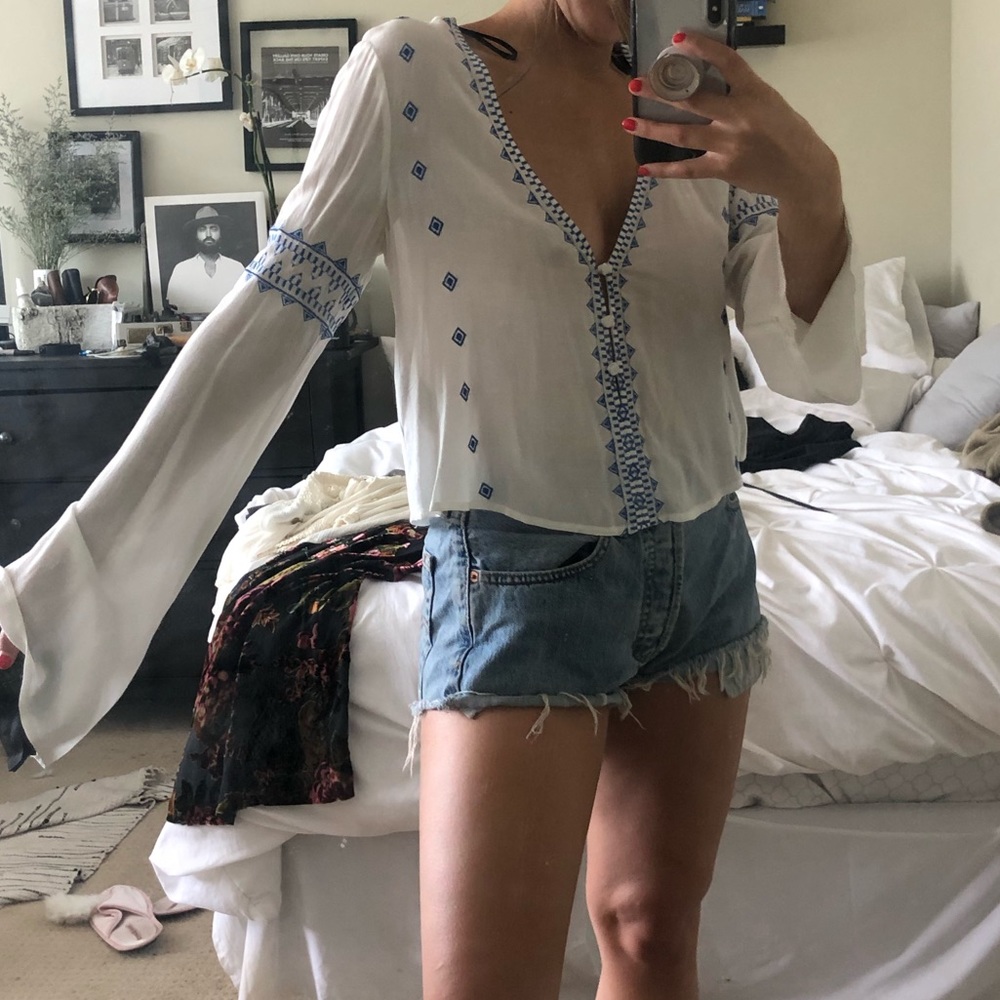 Forever 21 White Boho Blouse